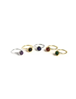 Cheap ANILLO DORADO ESFERA PEQUEÑO AVENTURINA Anillos