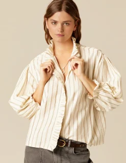 Hot CAMISA CRUDA RAYA MARRÓN LUREX Camisas
