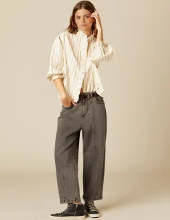 Hot CAMISA CRUDA RAYA MARRÓN LUREX Camisas