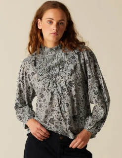 Flash Sale CAMISA FLOR HOJA AZUL Camisas