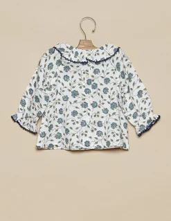 Outlet CAMISA FLOR PESPUNTE AZUL Camisas