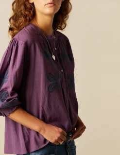 Shop CAMISA MORA BORDADO FLOR Camisas
