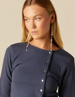 Clearance CAMISETA BOTONES LATERALES AZUL Camisetas