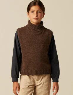 Best Sale CHALECO CUELLO VUELTO MARRÓN Punto
