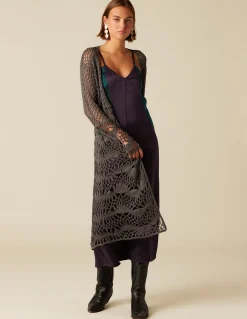 Shop CHAQUETA LARGA PUNTO GRIS Punto