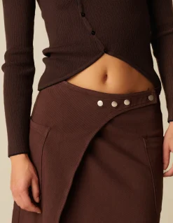 Hot FALDA CRUCE BOLSILLOS MARRÓN Denim|Faldas