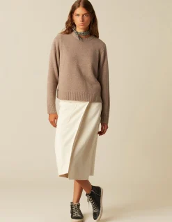 Fashion JERSEY ABERTURAS LATERALES MARRÓN JASPEADO Punto