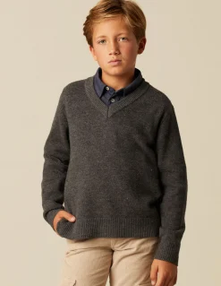 Fashion JERSEY CUELLO PICO GRIS Punto