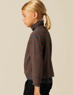 Fashion JERSEY CUELLO VUELTO RAYAS MARRÓN/MARENGO Punto