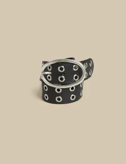 Sale N belt negro tachuelas grandes plateadas Cinturones