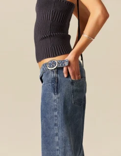 Online PANTALÓN AZUL HEBILLAS CINTURA Denim|Pantalones