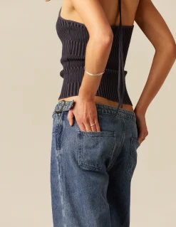 Online PANTALÓN AZUL HEBILLAS CINTURA Denim|Pantalones