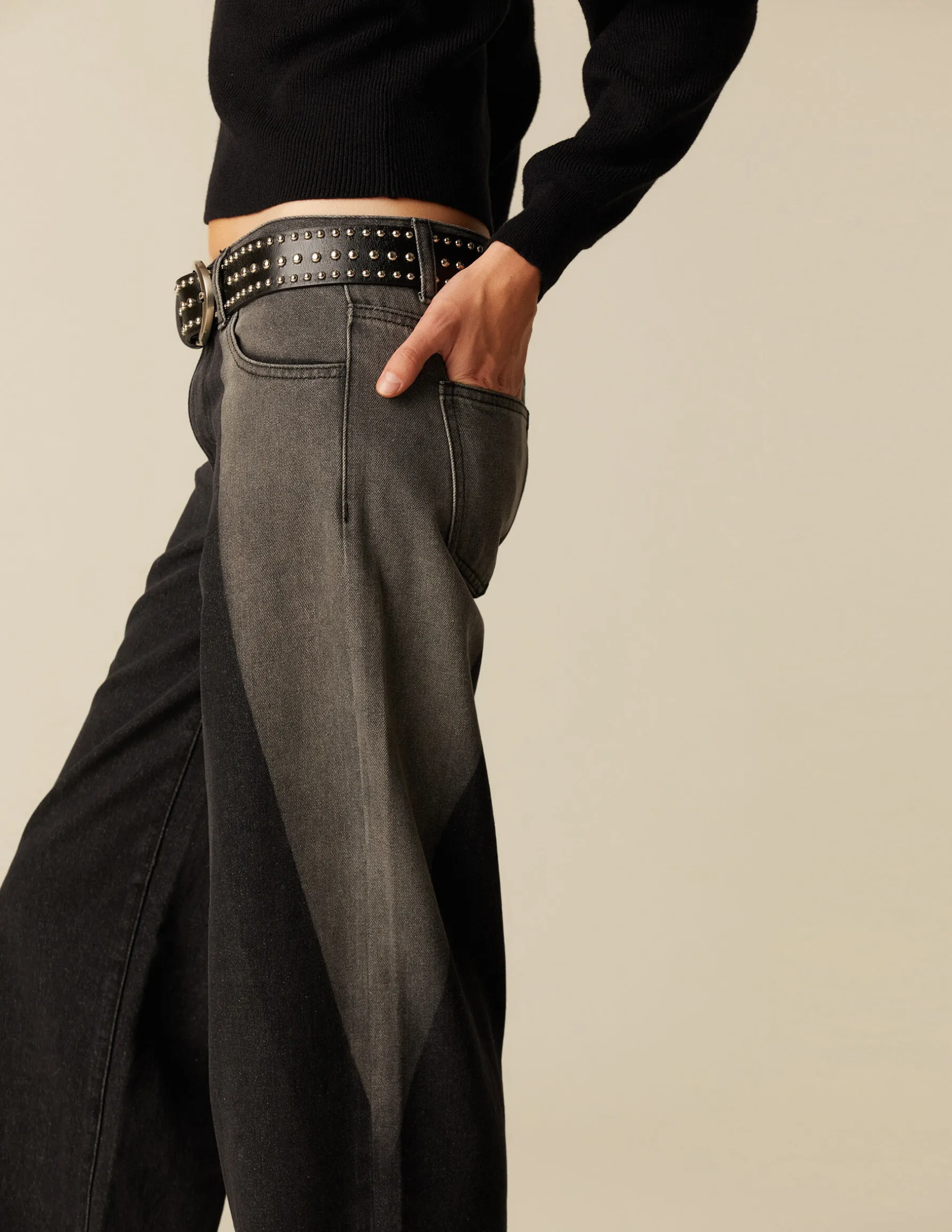 New PANTALÓN BICOLOR ANTRACITA Y GRIS Denim|Pantalones