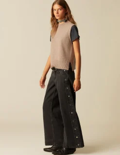 Fashion PANTALÓN BOTONES LATERALES ANTRACITA Denim|Pantalones