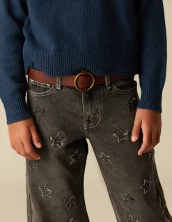 New PANTALÓN ESTRELLAS PARCHES GRIS Denim|Pantalones