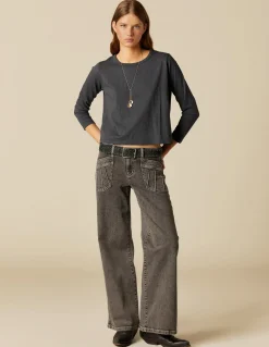 New PANTALÓN GRIS BOLSILLOS COSTURAS Denim|Pantalones