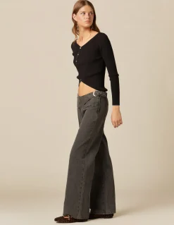 Cheap PANTALÓN GRIS HEBILLAS CINTURA Denim|Pantalones