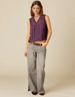 Sale PANTALÓN GRIS RECTO COSTURAS Denim|Pantalones