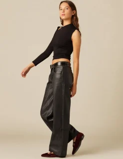 Best Sale PANTALÓN NEGRO COSTURAS ENCERADO Denim|Pantalones