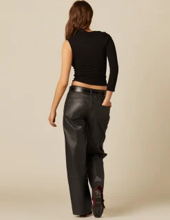 Best Sale PANTALÓN NEGRO COSTURAS ENCERADO Denim|Pantalones