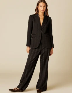 Cheap PANTALÓN NEGRO RAYA BRILLO Pantalones