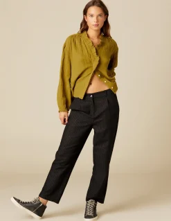 Outlet PANTALÓN RAYA BRILLO AZUL Pantalones