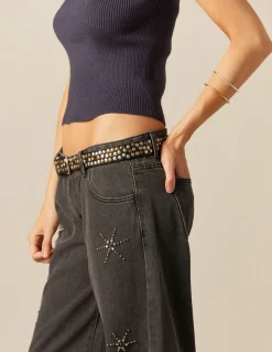 Shop PANTALÓN TACHAS SOLES GRIS Denim|Pantalones