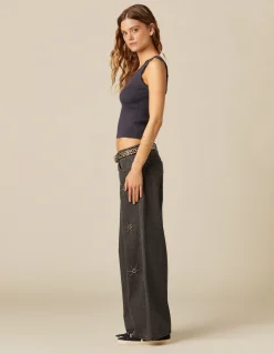 Shop PANTALÓN TACHAS SOLES GRIS Denim|Pantalones