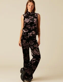 Outlet PANTALÓN TERCIOPELO FLOR Pantalones