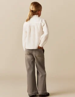Hot PantalÓn wide leg vaquero gris claro Denim|Pantalones