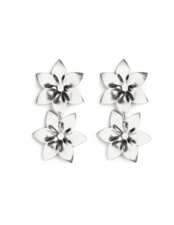 New PENDIENTE FLOR PICOS PLATEADO Pendientes