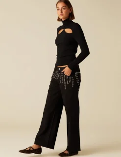 Best TOP ABERTURA ESCOTE CUELLO VUELTO NEGRO Tops