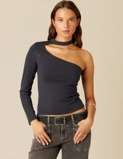 Outlet TOP ASIMéTRICO ABERTURA ESCOTE AZUL Tops