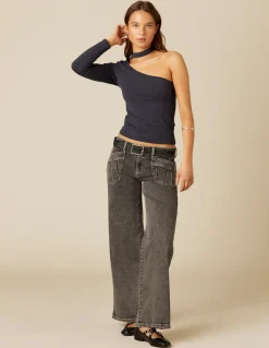 Outlet TOP ASIMéTRICO ABERTURA ESCOTE AZUL Tops