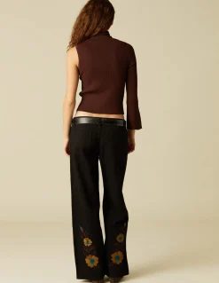 Cheap TOP ASIMéTRICO CUELLO VUELTO MARRÓN Tops