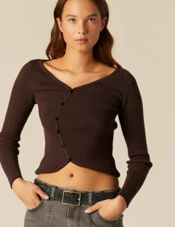 Online TOP CRUCE BOTONES MARRÓN Tops