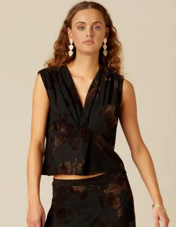 Flash Sale TOP FLOR TULLE NEGRO Tops