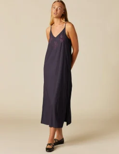 Clearance VESTIDO AZUL TIRANTES BORDADO Vestidos