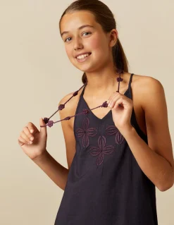 Online VESTIDO AZUL TIRANTES BORDADOS Vestidos
