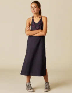 Online VESTIDO AZUL TIRANTES BORDADOS Vestidos