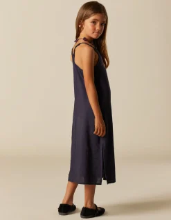 New VESTIDO AZUL TIRANTES BORDADO Vestidos