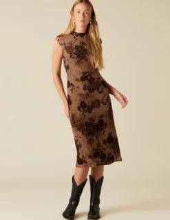 Best Sale VESTIDO FLOR TULLE MARRÓN Vestidos